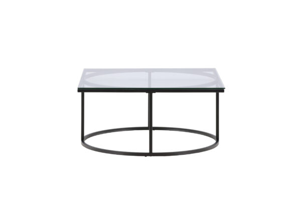 VENTURE DESIGN Skanör sofabord, kvadratisk - klar glas og sort stål (90x90)