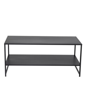VENTURE DESIGN Staal sofabord, m. hylde - sort stål (101,6x43,2)