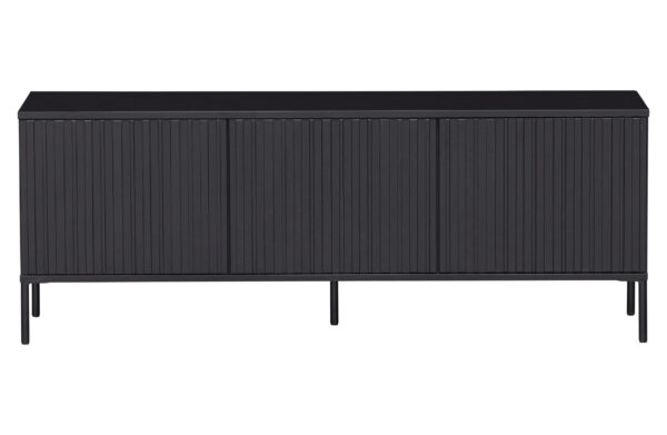 WOOOD EXCLUSIVE New Gravure TV-bord, m. 3 push to open låger - sort fyrretræ og sort metal (B:150)