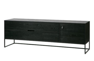 WOOOD EXCLUSIVE Silas TV-bord, m. 1 låge, 1 hylde, 2 skuffer - sort Blacknight børstet asketræ