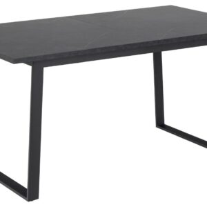ACT NORDIC Amble spisebord, m. 1 tillægsplade - sort melamin med marmormønster og stål (160/220x90)