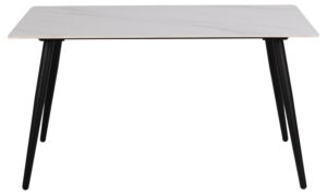 ACT NORDIC Wicklow spisebord, rektangulær - hvid Unico keramik og sort metal (140x80)