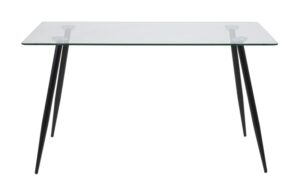 ACT NORDIC Wilma spisebord - Klar/sort glas, m. glasplade og sorte ben, rektangulær, inkl plastik fodsko, (75x140x80)