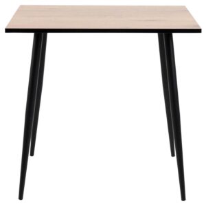 ACT NORDIC Wilma spisebord, kvadratisk - natur vildeg melamin og sort metal (80x80)