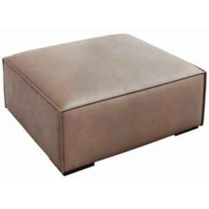 Agawa puf til sofa i læder 100 x 100 cm - Mørk beige