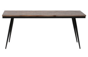 BEPUREHOME Rhombic spisebord, rektangulær - natur genanvendt teak og sort strygejern (180x90)