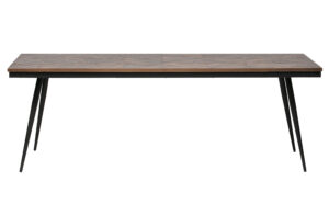 BEPUREHOME Rhombic spisebord, rektangulær - natur genanvendt teak og sort strygejern (220x90)