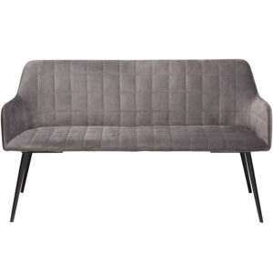 DAN-FORM Embrace sofabænk, m. armlæn - grå velour og sort stål