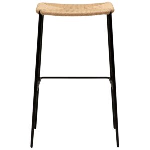 DAN-FORM Stiletto barstol, m. fodstøtte - natur papirsnor og sort metal