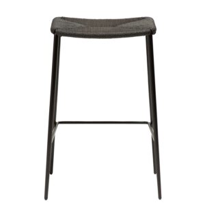 DAN-FORM Stiletto barstol, m. fodstøtte - sort papirsnor og sort metal