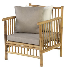 EXOTAN Bambus loungestol til haven, m. hynder - taupe stof og bambus