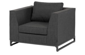EXOTAN Rhodos loungestol til haven, m. armlæn - sort stof og aluminium