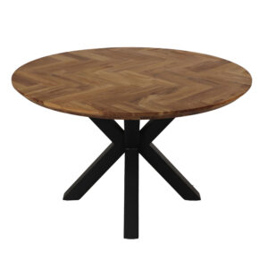 HSM COLLECTION sildebens spisebord, rund - natur eg og sort jern (Ø140)