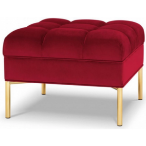 Karoo puf til sofa i velour 60 x 60 cm - Guld/Rød