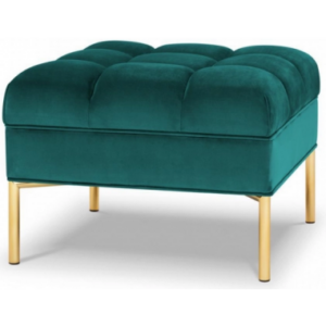 Karoo puf til sofa i velour 60 x 60 cm - Guld/Turkis