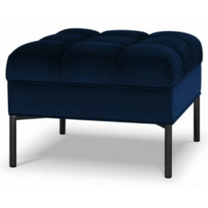 Karoo puf til sofa i velour 60 x 60 cm - Sort/Blå