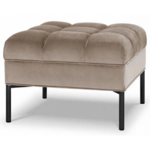 Karoo puf til sofa i velour 60 x 60 cm - Sort/Cappucino