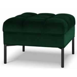 Karoo puf til sofa i velour 60 x 60 cm - Sort/Flaskegrøn