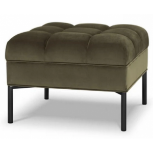 Karoo puf til sofa i velour 60 x 60 cm - Sort/Grøn