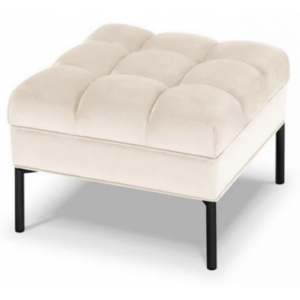 Karoo puf til sofa i velour 60 x 60 cm - Sort/Lys beige