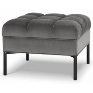 Karoo puf til sofa i velour 60 x 60 cm - Sort/Lysegrå