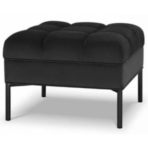 Karoo puf til sofa i velour 60 x 60 cm - Sort/Mørkegrå