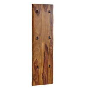 Knagerække / garderobevægpanel til entréen, massivt træ / metal, 40x140x7 cm, brun