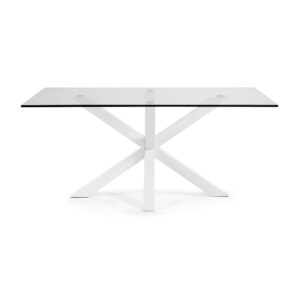LAFORMA Argo spisebord, rektangulær - klar glas og hvid stål (160x90)