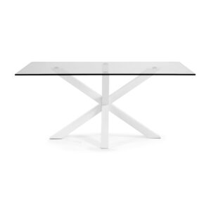 LAFORMA Argo spisebord, rektangulær - klar glas og hvid stål (180x100)