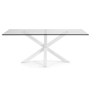 LAFORMA Arya spisebord - klar glas og hvid stål (200x100)