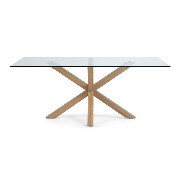 LAFORMA Arya spisebord - klar glas og natur stål (200x100)
