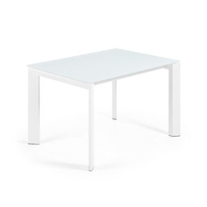 LAFORMA Axis spisebord, m. butterflybordplade - hvid glas og hvid stål (120(180)x80)