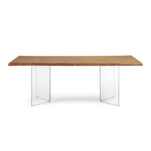 LAFORMA Levik spisebord - klar glas og natur egetræ (220x100)