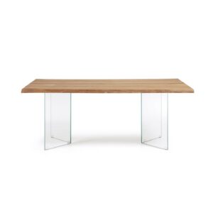 LAFORMA Lotty spisebord, rektangulær - natur egefinér og klar glas (180x100)