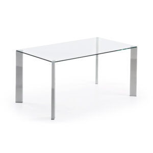 LAFORMA Spot spisebord, rektangulær - klar glas og krom stål (162x92)