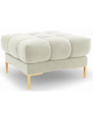 Mamaia puf til sofa i velour 60 x 60 cm - Guld/Lys beige