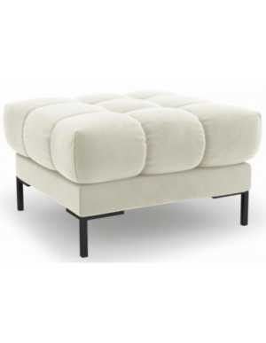 Mamaia puf til sofa i velour 60 x 60 cm - Sort/Lys beige