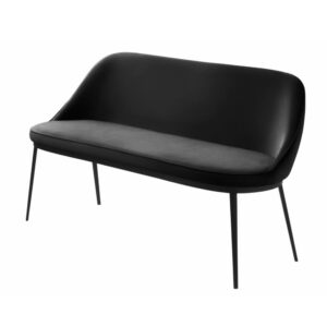 Prestige sofabænk, rektangulær - sort kunstlæder og sort polyethylen (144x45,5)