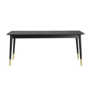 ROWICO Fenwood spisebord m. 2 tillægsplader - sort asketræsfiner og egetræ, guld metal (180(260)x90)