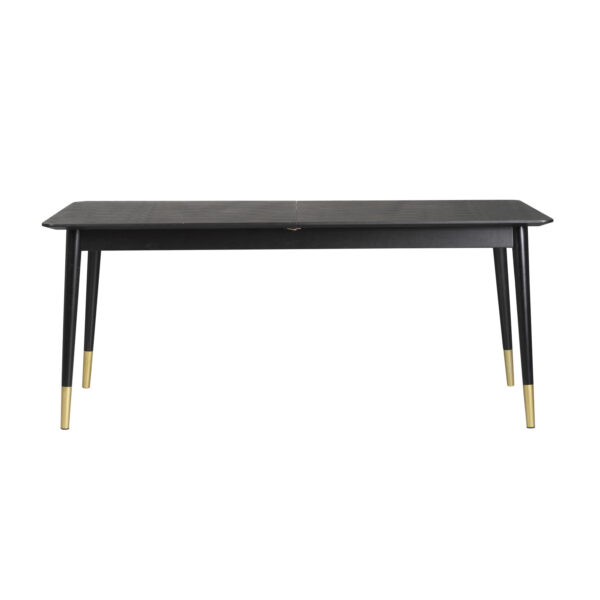 ROWICO Fenwood spisebord m. 2 tillægsplader - sort asketræsfiner og egetræ, guld metal (180(260)x90)