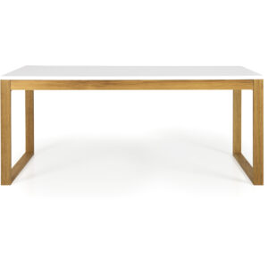 TENZO Birka spisebord, rektangulær - hvid MDF og eg (180x90)