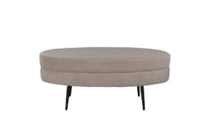 VENTURE DESIGN Otto puf, oval - beige bamsestof polyester og sort stål (100x40)