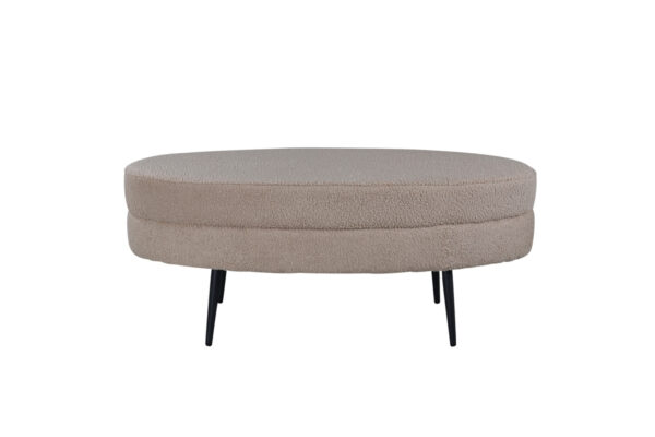 VENTURE DESIGN Otto puf, oval - beige bamsestof polyester og sort stål (100x40)