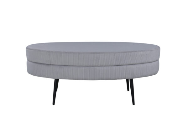 VENTURE DESIGN Otto puf, oval - grå fløjl og sort stål (100x40)