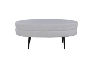 VENTURE DESIGN Otto puf, oval - hvid bamsestof polyester og sort stål (100x40)