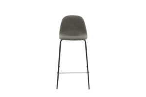 VENTURE DESIGN Polar barstol, m. ryglæn og fodstøtte - grå mikrofiber/polyesterhør og sort stål