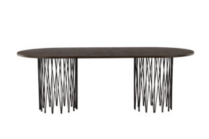 VENTURE DESIGN Stone spisebord, oval - mokka finér og sort stål (220x100)