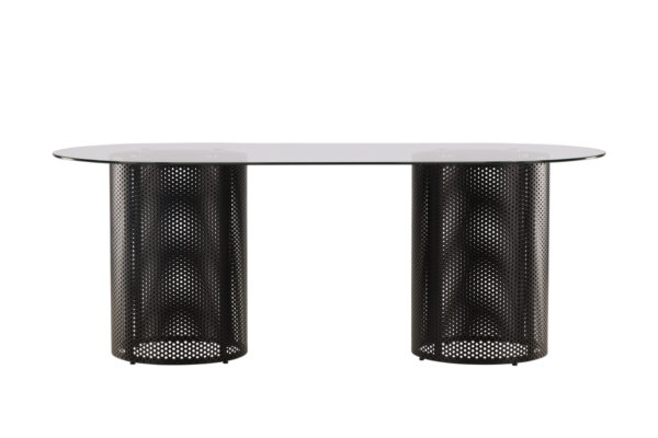 VIND COLLECTION Glasgow x Josefin Lustig spisebord, oval - klar glas og sort stål (200x100)