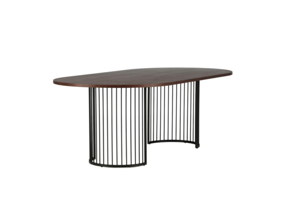 VIND COLLECTION Hamneskär spisebord, oval - valnøddefarvet finér og sort stål (220x110)