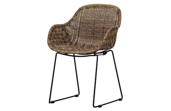 WOOOD EXCLUSIVE Willow havesol, m. armlæn - natur polyrattan og metal